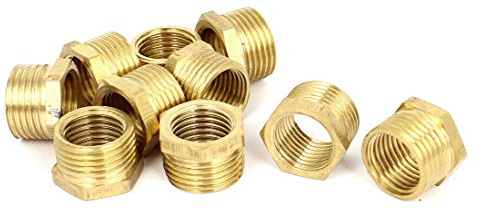 uxcell 10pcs 3/8BSP Male x 1/4BSP Female Pipe Gas Reducing Hex Bushing
