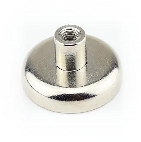 5 Neodym Flachgreifer Topfmagnete Ø32x8 mm N35 Magnet mit Gewindebuchse Gewinde M6x8mm - Haftkraft 35 kg / 350 N