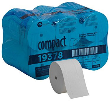 Compact Coreless 2-Ply Recycled Toilet Paper by GP PRO, 19378, 1500 Sheets Per Roll, 18 Rolls Per Case