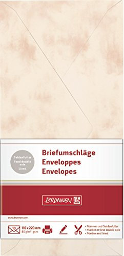 BRUNNEN 105141324 Briefumschlag Briefhülle (DIN-Lang, 222 x 113 mm, gummiert, 10 Stück) rot