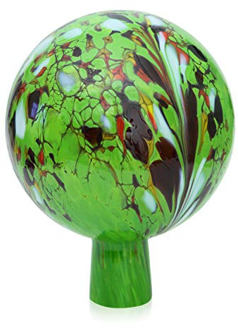 Lauschaer Glas Gartenkugel Rosenkugel aus Glas mit Granulat grün h 19cm,d 15cm mundgeblasen handgeformt