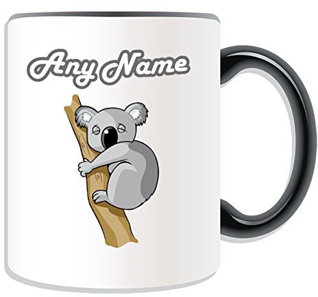 UNIGIFT Regalo personalizado – Taza de koala en el árbol (tema de diseño animal, opciones de color) – cualquier nombre/mensaje en tu taza única
