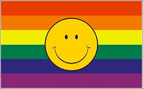 U24 Fahne Flagge Regenbogen Gay Smily 90 x 150 cm