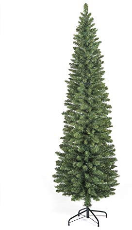 8ft Green Pine Pencil Slim Artificial Christmas Tree with 460 Branch Tips (click to see more sizes)