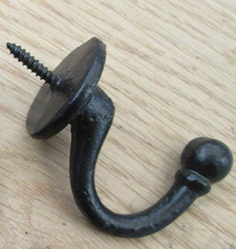 IRONMONGERY WORLD®CAST Iron Screw in Vintage Hanging Hooks Cups Mugs Keys Jewellery Robe Wardrobe (Black)