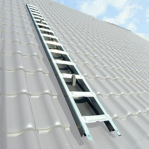 Weise Maxximuss DachMaxx Premium Dachauflegeleiter Aluminium | Sicherheitssprossen 40 cm breit, Einhängevorrichtung, verlängerbar, für Dachdecker, Industrie-Qualität