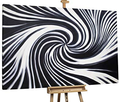 KunstLoft® XXL Gemälde 'Aufgewirbelt' 180x120cm | original handgemalte Bilder | Abstrakt Schwarz Weiß Strudel XXL | Leinwand-Bild Ölgemälde einteilig groß | Modernes Kunst Ölbild