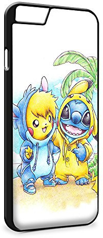cute Pikachu and Stitch for iPhone 6 Plus Black case