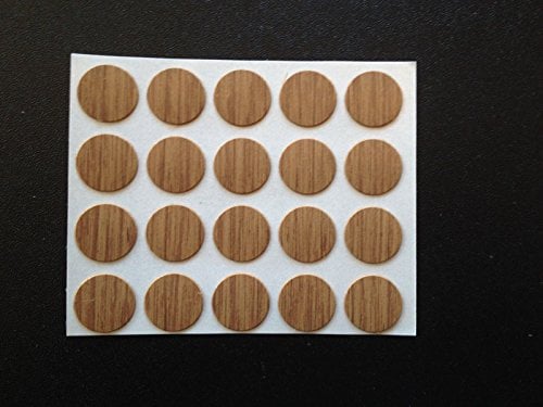 20 Natural Oak Self Adhesive Stick on Screw Hole Cap/Covers 13mm