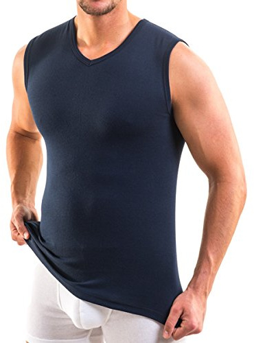 HERMKO 3050 Herren Muskelshirt V-Neck aus 100% Bio-Baumwolle Atlethic Vest Unterhemd