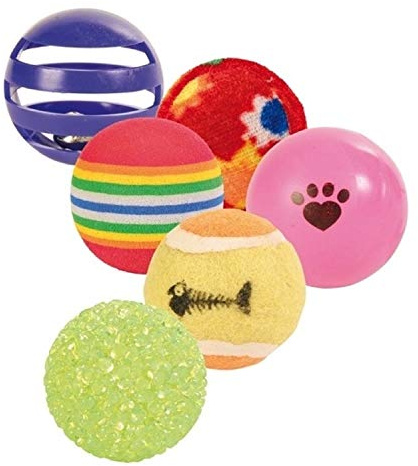 Trixie Set of 6 play balls, diameter 3.5 - 4 cm.