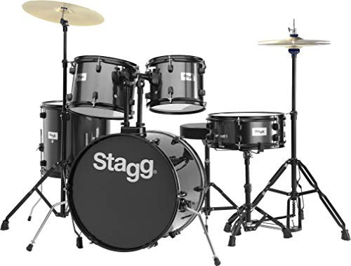 Stagg 25020590 TIM120B Drum Set (50,8 cm (20 Zoll), 5 Stück) inkl. Hardware mit Cymbal Throne schwarz