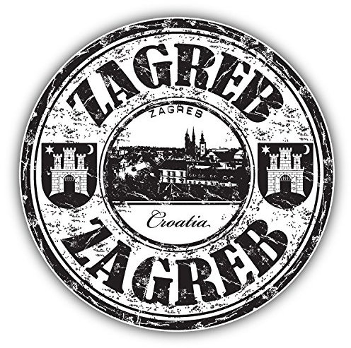 Zagreb City Croatia Grunge Travel Stamp Hochwertigen Auto-Autoaufkleber 12 x 12 cm