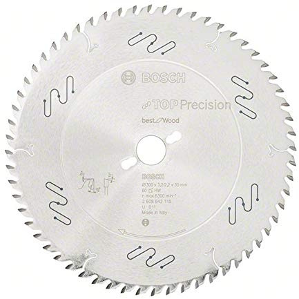 BOSCH Kreissägeblatt Top Precision Best für Wood, 300 x 30 x 3,2 mm, 60, 2608642115