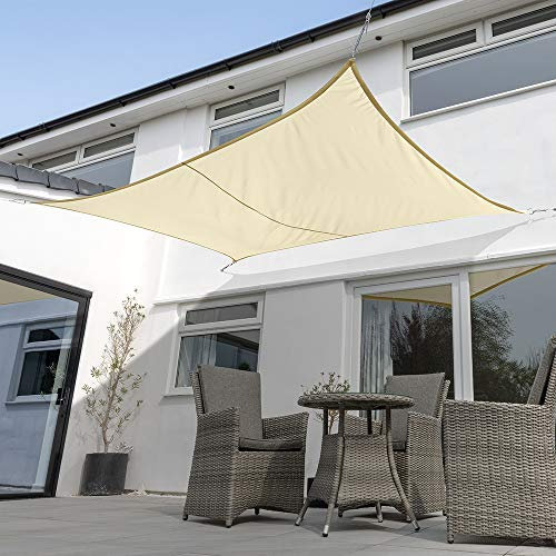 Kookaburra Waterproof Garden Sun Shade Sail Canopy in Sand 98% UV Block (5m x 4m Rectangle)