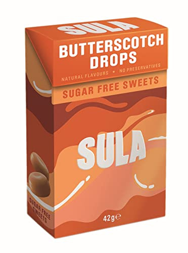 Sula Butterscotch Drops, Sugar Free Boiled Sweets, 42 g (14-Pack) | Diabetic-Friendly, Naturally Flavoured, No Artificial Ingredients