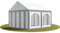 TOOLPORT Festzelt Partyzelt 3x4 m schwerentflammbar Premium, hochwertige PVC Plane 750 N in grau-weiß 100% wasserdicht mit Bodenrahmen