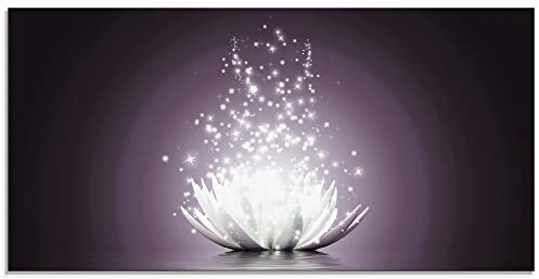 ARTland Wanddeko Glasbilder Wandbild Glas Bild einteilig 60x30 cm Querformat Asien Botanik Blumen Blüten Lotusblume Seerose Abstrakt Lila Violett S6CA