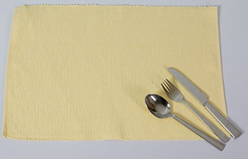 Edle Baumwolle Platzmatten für 4 oder 6 Personen in verschiedenen Farben). XXL Tischset ca. 48x33cm groß und waschbar. Moderne Designer Baumwolle Tischmatten bzw. Tischunterlagen als tolles Platzset für Ihr Esszimmer (6 Stück, Creme)