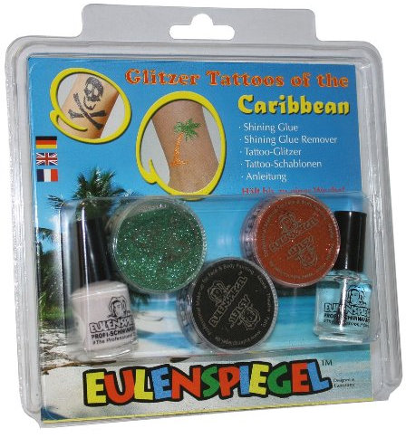 Eulenspiegel 730027 - Glitzer Set Tattoos of the Caribbean XL, Karneval, Halloween, Mottoparty