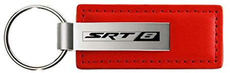 Chrysler Jeep Dodge SRT-8 Red Leather Car Key Chain