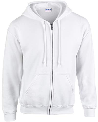 Gildan Heavy Blend Unisex Adult Full Zip Hooded Sweatshirt Top (XL) (White)