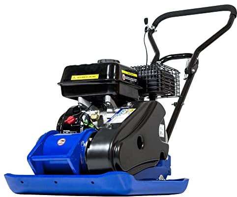 Hyundai 196cc Petrol Plate Compactor 81.5kg 42cm Wacker Plate with Wheel Kit & Paving Pad for Driveways, Patios & Block Paving