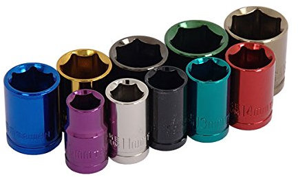 neilsen CT0907 3/8-Inch Drive Plus Wall Rail Socket Set - Multi-Colour (10-Piece)
