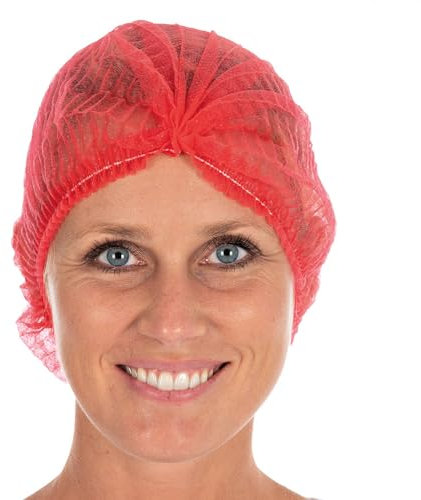 Franz Mensch Hygonorm Klipphauben Light, rot, ø 50 cm | PP, 1000 Stück, Einweghauben, OP Hauben Damen/Herren, Schwesternhauben 10 x 100 Stück, lebensmittelecht