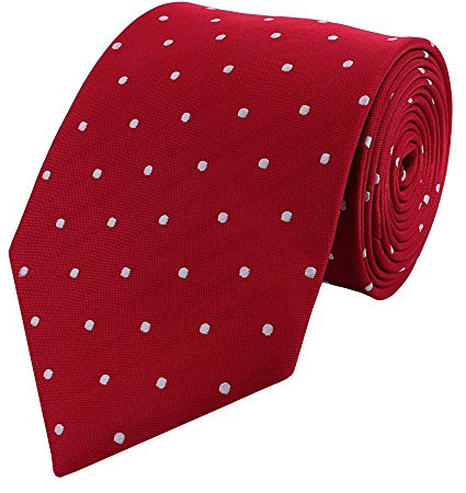 Fabio Farini - Breite Herren Krawatte gepunktet - Eleganter Schlips in 8cm in verschiedenen Farben für jeden Anlass Mehrfarbig Dunkelrot Weiß