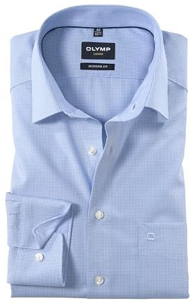 Olymp Hemd Modern Fit blau/weiß, kariert, Größe 45 - XXL