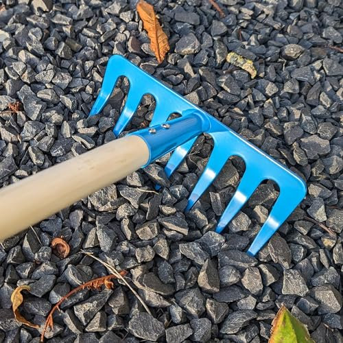 Kinder Gartengeräte Kindergartengeräte 1 von 8, Kinder Garten Werkzeuge Geräte Schaufel, Besen, Rechen, Laubbesen, Harke, Grubber, Doppelhacke, Spaten, Metall mit Holzstiel (Harke blau)