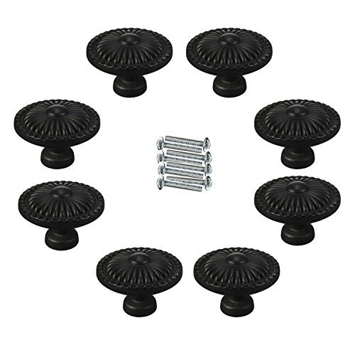 FBSHOP(TM) 8PCS Schwarz Möbelgriffe Vintage Türknöpfe Keramik Porzellan Porzellanknöpfe Möbelknopf Knäufe Tür der Schublade,Schrank, Kleiderschrank
