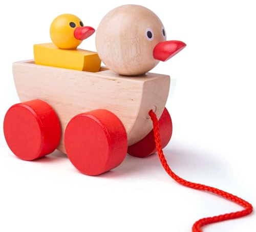 Bigjigs Toys Duck and Duckling, Wooden Push Along Toy