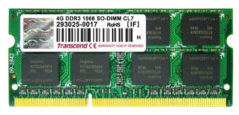 Transcend TS512MSK64V1N - Memoria RAM de 4 GB DDR3, 1066 MHz