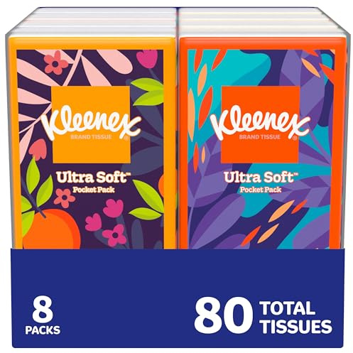 Kimberly-Clark Professional Kleenex Go Pack Facial Tissue, 10 Count, (Pack Of 8)