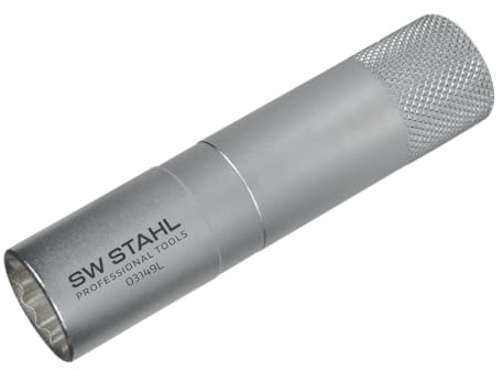 SW-Stahl 03149SB Zündkerzeneinsatz 3/8 Zoll - 14 mm Zwölfkant Nuss | Spezial-Steckschlüsseleinsatz mit 90 mm Länge. Passend für BMW, Mini, Citroen, Peugeot, Renault, MB und Toyota.