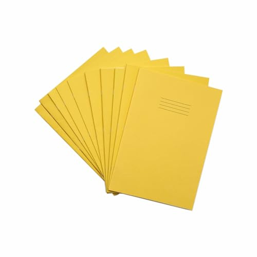 Rhino A4 Exercise Books, 64-Page / 10mm Squared Paper Notebook, 10-Pack, Office & School Stationery Supplies, Yellow