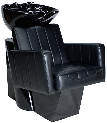 Medeo Friseurwaschsessel 255170 schwarz, zeitgenössisch, Stuhl, Entspannen, Individuell anpassbares Waschbecken, Haarstyling-Sessel, Kunstleder, schwarz