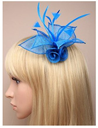 Fascinator, Netzstoff, Blumen- und Federnetz, Türkis
