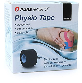 PURE SPORTS® Kinesiologie-Tape I Kinesotape I Physio-Tape I Sport Tape I 5 cm x 5 Meter, Farbe:Schwarz