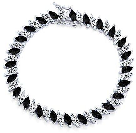 Bling Jewelry Traditionelle Braut Vintage-Stil Cubic Zirconia Marquise Form Aaa Cz 25 Ctw Abwechselnd Simuliert Schwarz Weiß Klar Tennis-Armband Für Frauen Hochzeit Versilbert 7
