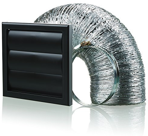 Cooker Hood Wall Ventilation Duct Gravity Flap Shutter Vent Kit Bathroom Fan or Kitchen Hob Extractor (4 inch Black)