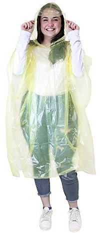 All Trade Direct 2 YELLOW WATERPROOF PONCHO MAC EMERGENCY RAIN CAPE HOODED FESTIVALS LADIES MENS