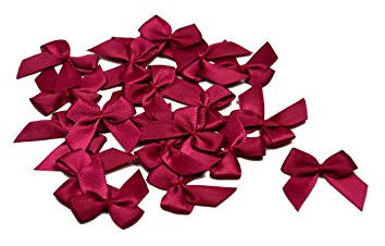 20 Stück Satinschleifen 2,5x3cm (weinrot/bordeaux 193) // Deko Schleifen für Hochzeit Taufe Kommunion Applikation Streudeko einfarbig
