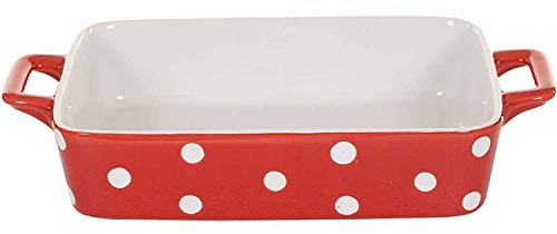 Isabelle Rose IR5451 - Auflaufform klein, rot mit weißen Punkten, Polka dot