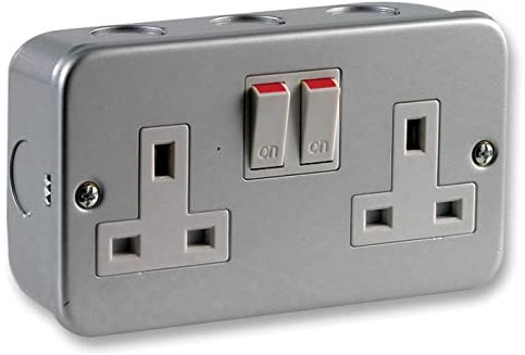 Pro Elec 2-Gang Metalclad 13A Switched Socket