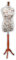 LUCCESI Schneiderpuppe - Damen Schneiderbüste Grösse/Size M, Torso-Überzug: creme-weiss mit Blumen (braun), Holz-Dreibein, calvados