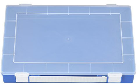 hünersdorff Sortimentskasten PP-Premium ohne Einsatzboxen | Tragegriff | stabile Sortierbox für Schrauben und andere Kleinteile| 22,5 x 33,5 x 5,5 cm, blau, 0 Boxen