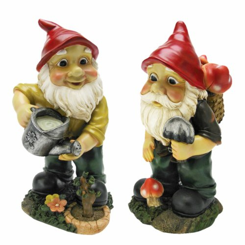 Garden Gnome Statue - Gulliver & Mushroomie the Garden Gnome Set - Lawn Gnome